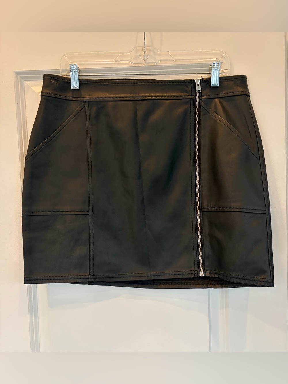 Express Black Faux Leather Zip-Front Mini Skirt